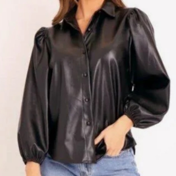 Marc New York Tops - Marc New York Auburn Leather Shirt M